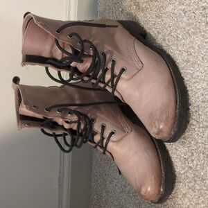Light Pink Frye Combat Boots size 7.5